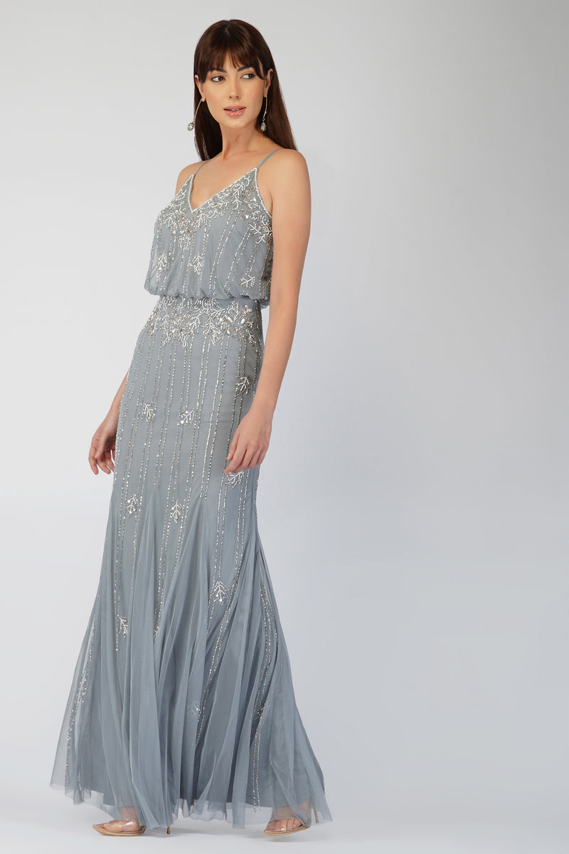 Keeva Blue Grey Bridesmaid Maxi Dress ...